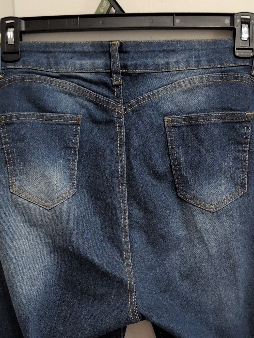 Super Cute Beaded Design Brushed Stretch Jeans - Picture 7 of 10